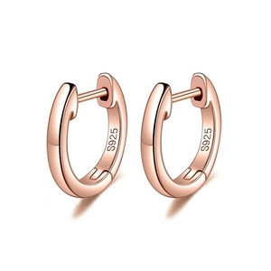 Boucles d'oreilles créoles minimalistes en argent 925 plaqué or rose avec fermoir