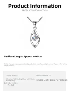 Detail specifications of 925 sterling silver zircon necklace pendant with 40+5cm chain length