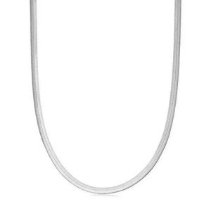 S925 sterling silver flat herringbone snake chain necklace with high polish finish