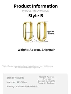 Spécifications de taille détaillées pour ces boucles d'oreilles minimalistes en argent 925