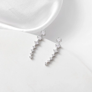 925 Sterling Silver Zirconia Ear Climber Earrings Minimalist Geometric Meteor Line Crawler Earrings For Women Jewelry