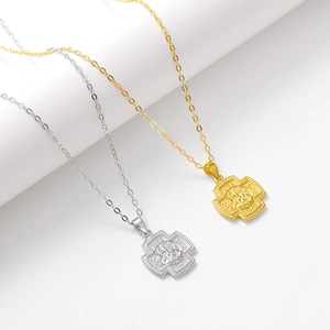 Religious cross necklaces with Virgin Mary embossing in gold and silver finishes