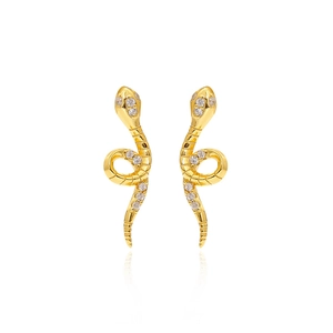 S925 Sterling Silver Snake Stud Earrings For Women Zirconia Inlaid Gold Silver Plated Lightweight Luxury Jewelry Gift