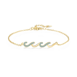 S925 Sterling Silver Wave Bracelet For Women Minimalist Inlaid Zirconia Gold Silver Plated Ocean Style Adjustable Fashion Jewelry Gift