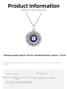 Tabella taglie ciondolo malocchio argento 925 e lunghezza collana 40+5cm