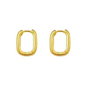 Polished gold U-shaped geometric hoop earrings with modern minimalist design for women