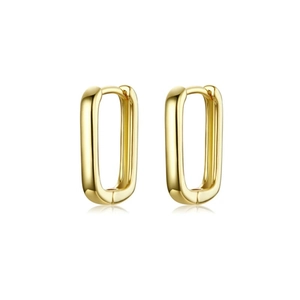 Boucles d'Oreilles Créoles en Forme de U en Argent Sterling 925 pour Femmes Boucle d'Oreille Ovale Plaquée Or 18K Bijoux de Mode Vintage