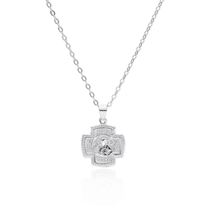 Religious S925 sterling silver cross necklace with saint relief pendant for women