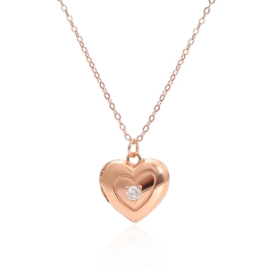 925 Sterlingsilber Herz Medaillon Halskette Für Damen Zirkonia Eingelegter Fotobox Anhänger Elegantes Valentinstag Schmuck Geschenk