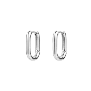 Boucles d'oreilles créoles ovales en argent 925 poli au design géométrique minimaliste