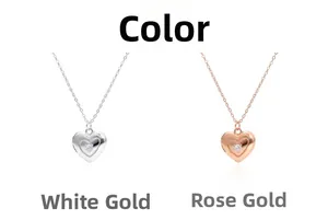 S925 Silber Herz Medaillon Halsketten in Weißgold und Roségold Ausführungen