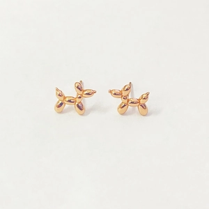 Minimalist balloon dog stud earrings in polished rose gold 925 silver finish