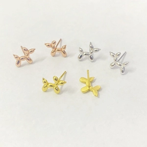 925 Sterling Silver Balloon Dog Stud Earrings For Women Minimalist Animal Shape Shiny Electroplated Fashion Jewelry Gift