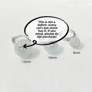 Detailed comparison of S925 sterling silver earrings with grey cat eye stones in various sizes