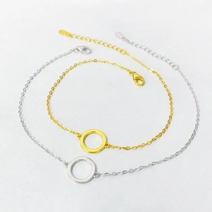 Bracelet Cercle Géométrique en Argent Sterling 925 Minimaliste pour Femmes Chaîne Réglable Or Blanc Or Jaune Bijoux de Mode