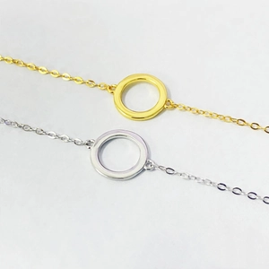 Bracelet minimaliste en argent sterling S925 avec cercles en finitions or et argent