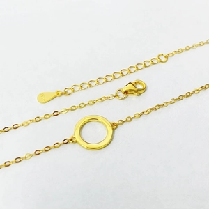 Bracelet minimaliste en argent sterling S925 avec cercle géométrique fini doré poli