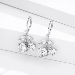 Funkelnde S925 Silber Kirsch-Ohrhänger mit brillantem Zirkonia-Stein-Besatz für Damen