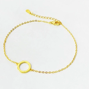 Bracelet minimaliste en argent S925 doré avec cercle géométrique et fermoir mousqueton