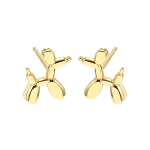 Polished golden balloon dog stud earrings in 925 sterling silver for women