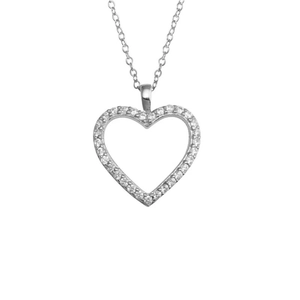 Collier en argent sterling 925 avec pendentif cœur ajouré et pavage de zircons