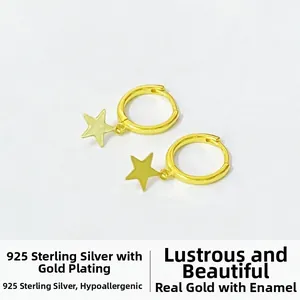 Detailed macro view of S925 sterling silver star charms with high-quality gold plating