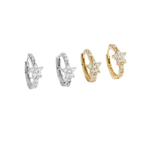 Star-shaped hoop earrings in S925 silver with micro-pave cubic zirconia set