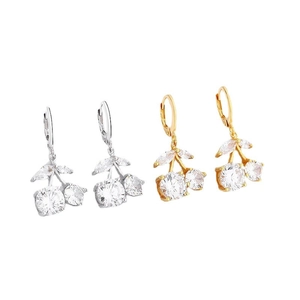 S925 Sterling Silber Kirsch-Ohrhänger mit Zirkonia-Besatz in Gold und Silber-Ausführung