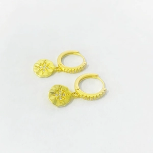 Elegant S925 silver gold-plated eight-pointed star earrings with micro-inlaid zircon