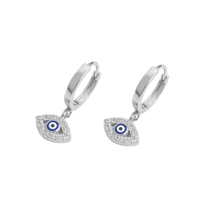 S925 Sterling Silber Böser Blick Ohrringe Für Damen Blau Emaille Zirkonia Eingelegt Hip Hop Huggie Ohrringe Schmuck