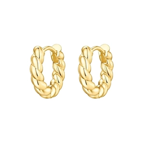 Classic 925 sterling silver twist hoop earrings with elegant golden polished finish