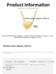 Size chart showing 40+5cm chain length and 5x6mm heart pendant dimensions for silver necklace
