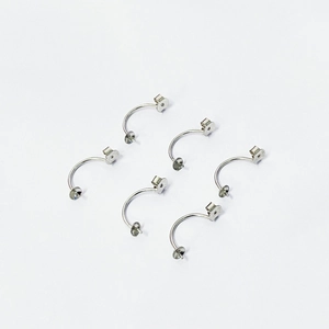 S925 sterling silver curved C-shaped earring posts with flat pearl bases for DIY jewelry