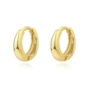 Classic S925 sterling silver round hoop earrings with 18K gold plated finish