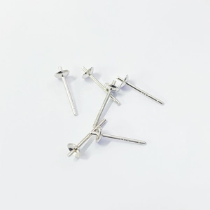 S925 sterling silver DIY earring posts with C-shape pearl mounts and hallmark