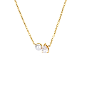 Necklace 925 Sterling Silver Shell Artificial Pearl Water Drop Zircon Simple Elegant Fashion For Women Clavicle Chain