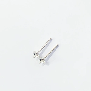 Close-up of S925 sterling silver C-shaped DIY earring post with visible material stamp