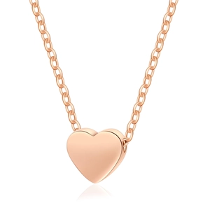 Detail of rose gold S925 sterling silver triple heart pendant necklace with fine chain