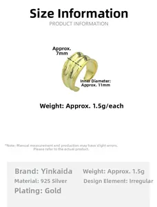 Detail specifications of 925 sterling silver gold plated irregular texture ear cuff