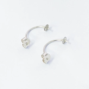 S925 sterling silver C-shaped DIY earring hooks with pin base for pearl jewelry making