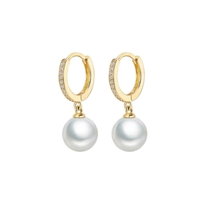 925 Sterling Silver Artificial Pearl Hoop Earrings Zircon Pave Dangle Drop Elegant Retro Fashion Jewelry For Women Gift