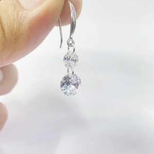 S925 Sterling Silber Tropfenohrringe mit doppelten Zirkonia-Steinen an Haken
