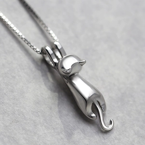 Minimalistische S925 Sterling Silber Katzenkette mit spiegelpolierter Oberfläche
