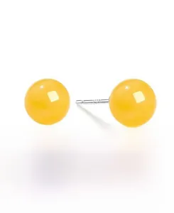 Macro detail of S925 silver hallmark and translucent yellow agate bead earring