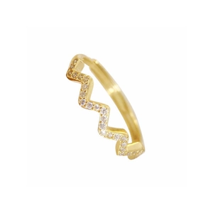 Bague vague en argent S925 dorée minimaliste sertie de zircons avec un design ouvert