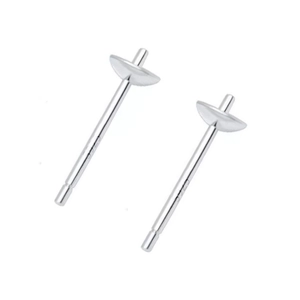 Polished S925 sterling silver C-shaped earring posts for DIY pearl jewelry making