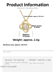 Detailed view of S925 silver 18K gold clover pendant necklace with 6.5mm crystal