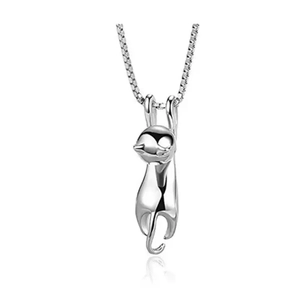 925 Sterlingsilber Süße Kletternde Katze Anhänger Halskette Minimalistischer Tier Schmuck Mit Boxkette Für Damen Mädchen Geschenk