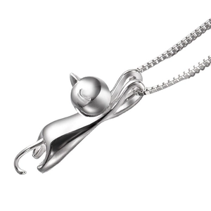 Minimalistische S925 Sterling Silber Katzenkette mit einer Box-Kette für Damen