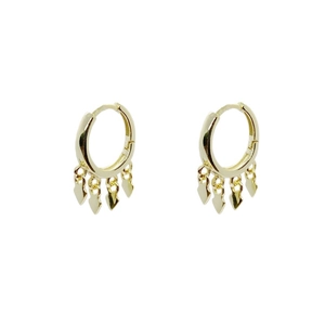 Créoles en argent S925 avec pendentifs losanges dorés et effet de franges élégantes